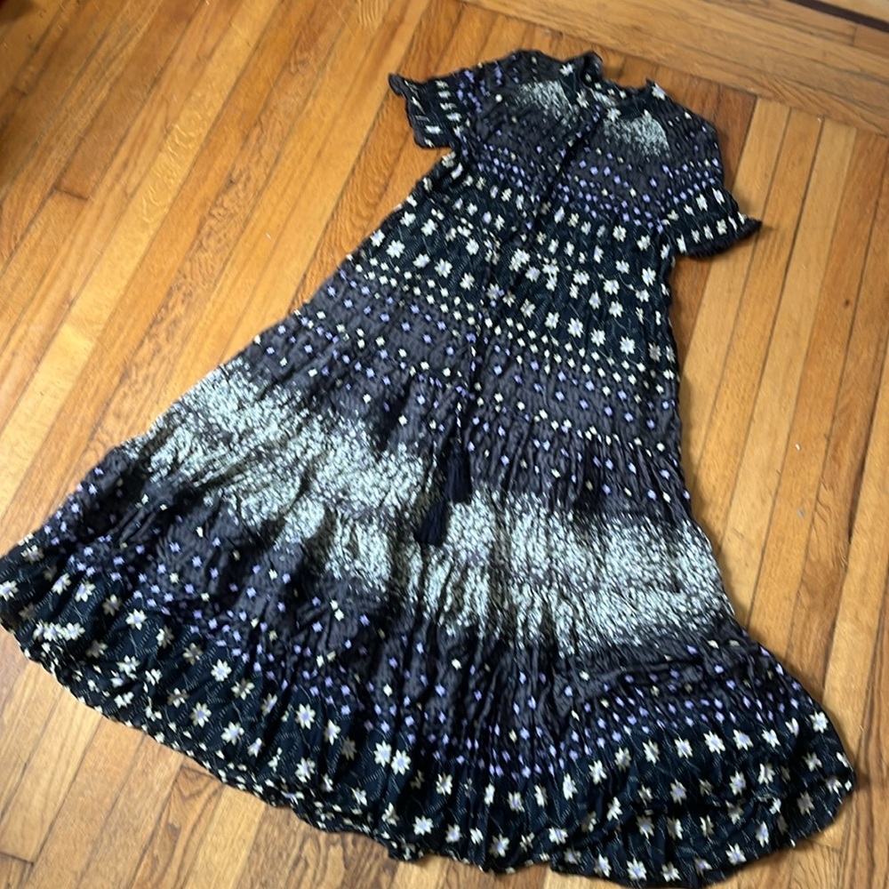 Free People Rare Feelings Black and Cream Star-Print Maxi Dress - Picture 4 of 9